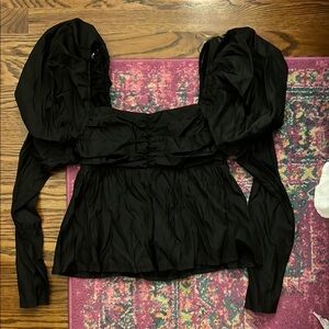 Elegant Black Puff Sleeve Top